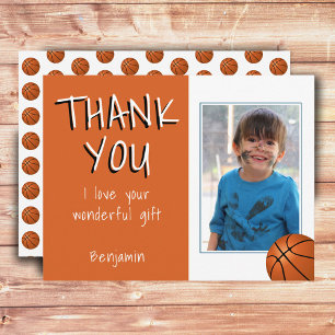 Basketbal Ballen Jongen Foto Bedankt Verjaardag Briefkaart