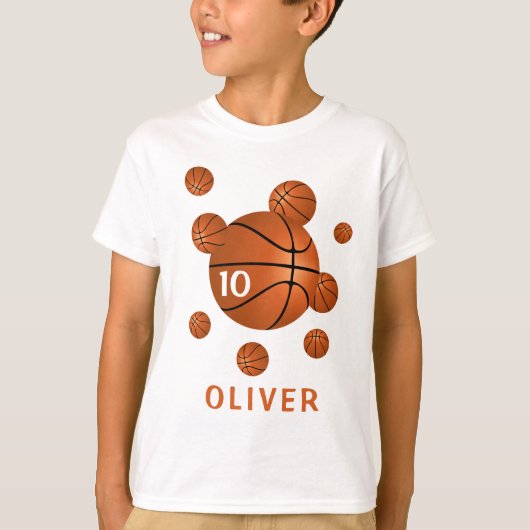 Basketbal Ballen Sportleeftijd, Spelersnummer T-shirt (Voorkant)