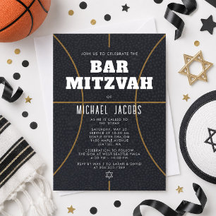 Basketbal Bar Mitswa uitnodiging sportthema