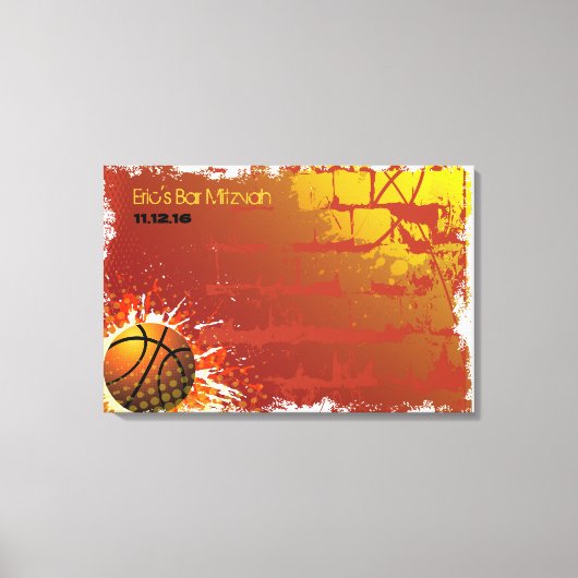 Basketbal Bar Mitzvah Bar Mitzvah Inlogbord Canvas Afdruk (Voorkant)