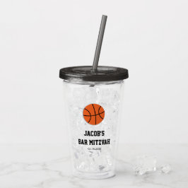 Basketbal Bar Mitzvah gepersonaliseerd Acryl Drinkbeker