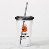 Basketbal Bar Mitzvah gepersonaliseerd Acryl Drinkbeker (Achterkant)