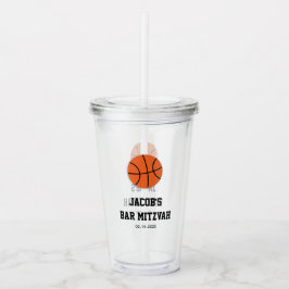 Basketbal Bar Mitzvah gepersonaliseerd Acryl Drinkbeker