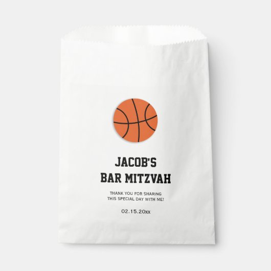 Basketbal Bar Mitzvah gepersonaliseerd Bedankzakje (Voorkant)