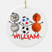 Basketbal Basketbal Kerst Cartoon Keramisch Ornament (Achterkant)