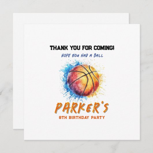 Basketbal bedankkaart (Voorkant / Achterkant)