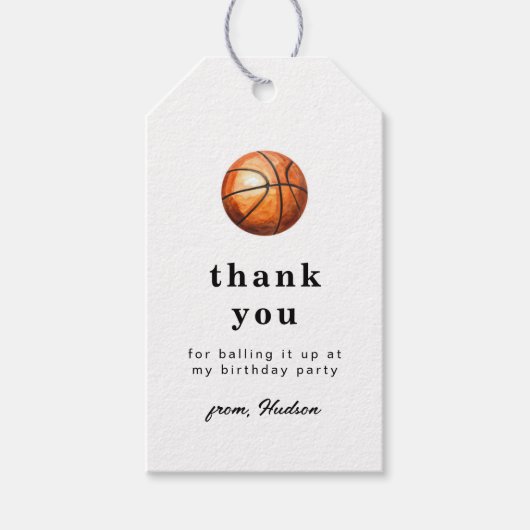Basketbal bedankkaart cadeaulabel (Voorkant)