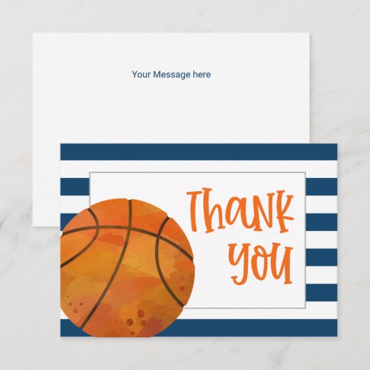Basketbal Bedankkaart Plat (Voorkant / Achterkant)