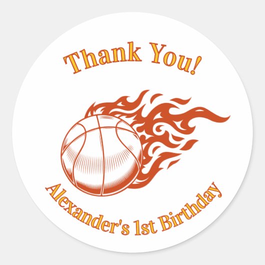 Basketbal bedankstickers ronde sticker (Voorkant)