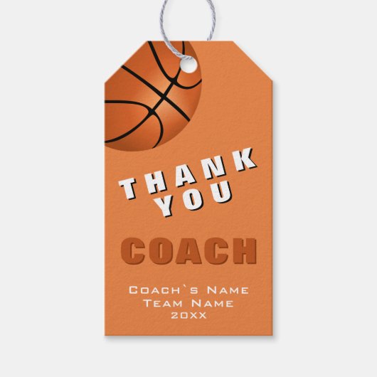 Basketbal bedankt coach cadeaulabel (Voorkant)
