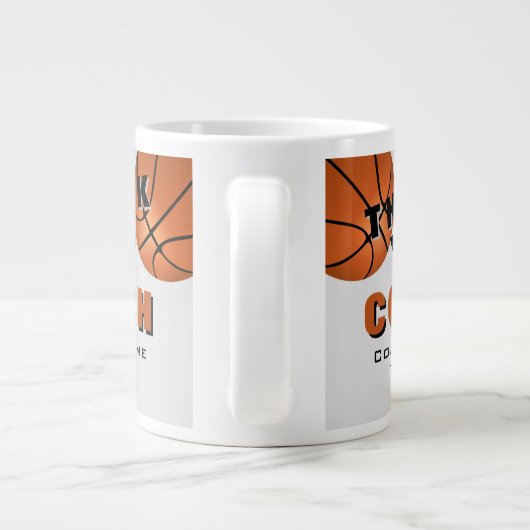Basketbal bedankt coach grote koffiekop (Achterkant)
