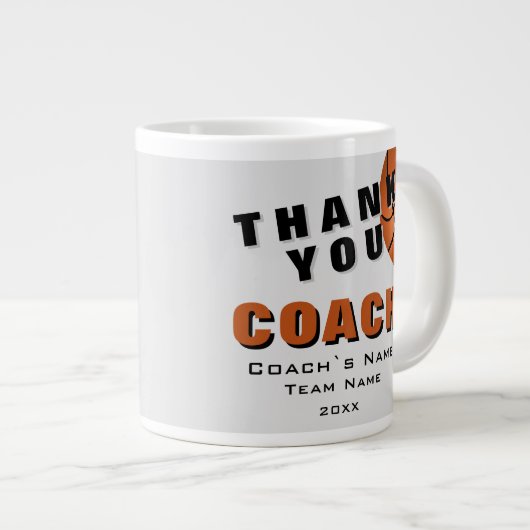 Basketbal bedankt coach grote koffiekop (Voorkant rechts)