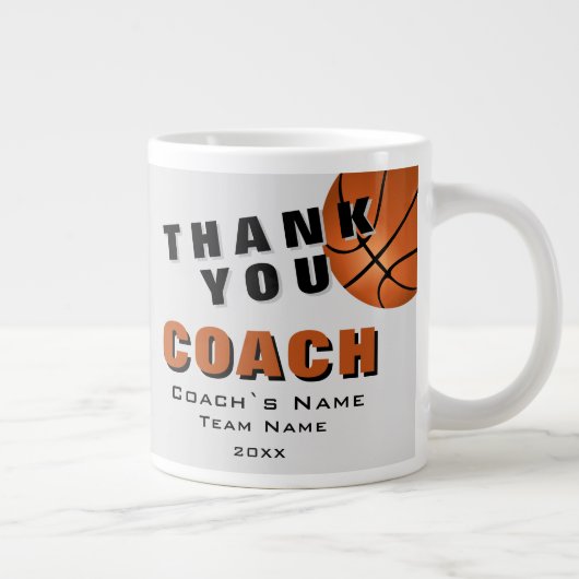 Basketbal bedankt coach grote koffiekop (Rechts)