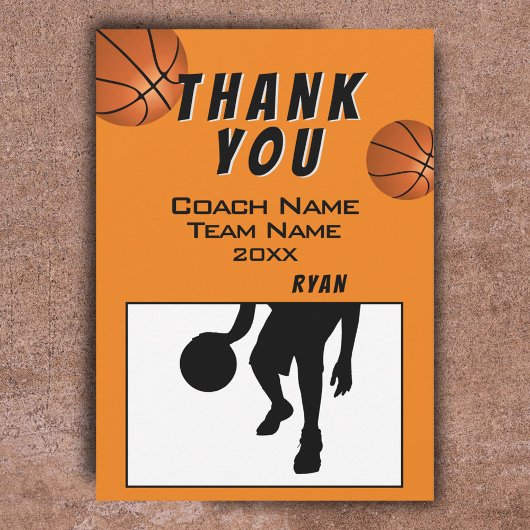 Basketbal Bedankt Coach Kaart