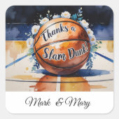 Basketbal bedankt met als thema Slam Dunk Vierkante Sticker (Voorkant)