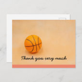 Basketbal bedankt met basketbal in het sinaasappel briefkaart (Voorkant / Achterkant)