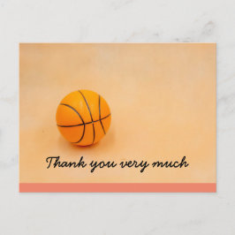 Basketbal bedankt met basketbal in het sinaasappel briefkaart