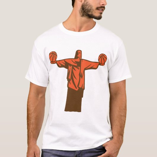 basketbal beeld bruesil rio janeiro christ redemp t-shirt (Voorkant)