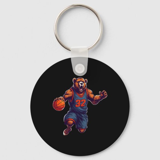 Basketbal Beer 1 Sleutelhanger (Voorkant)