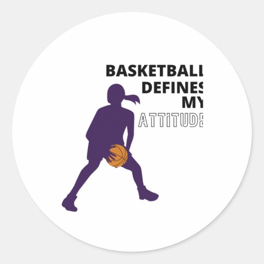 Basketbal bepaalt mijn houding ronde sticker (Voorkant)