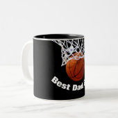 Basketbal beste papa ooit op maat tweekleurige koffiemok (Voorkant links)