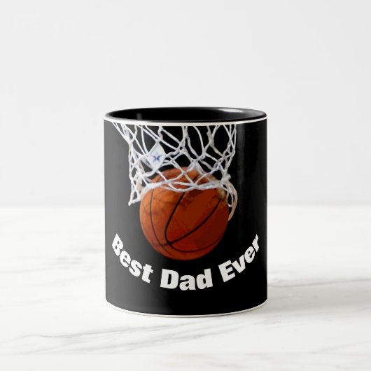 Basketbal beste papa ooit op maat tweekleurige koffiemok (Center)