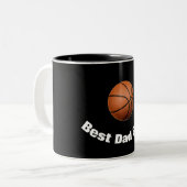 Basketbal beste papa ooit op maat tweekleurige koffiemok (Voorkant links)