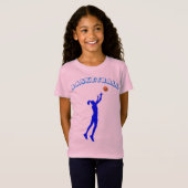 Basketbal Blau Font & Meisje T-Shirt (Voorkant volledig)