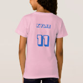Basketbal Blau Font & Meisje T-Shirt (Achterkant)