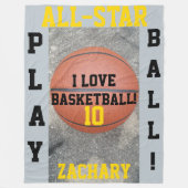 Basketbal Blauw Grijs Team Speler Naam Nummer Fleece Deken (Voorkant)