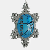 Basketbal | Blauw | Personaliseren Tin Sneeuwvlok Ornament (Links)