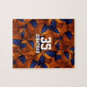 Basketbal Blauw sinaasappel Jongens Meisjes Team K Legpuzzel (Horizontaal)