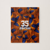 Basketbal Blauw sinaasappel Jongens Meisjes Team K Legpuzzel (Verticaal)