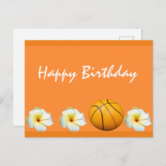 Basketbal briefkaart verjaardag (Voorkant / Achterkant)
