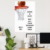Basketbal bruid en bruidegom poster (Thuiskantoor)