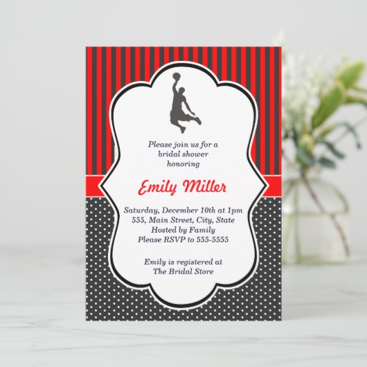Basketbal Bruids Douche Uitnodiging (Staand voorkant)
