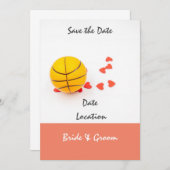 Basketbal bruiloft met liefde rode harten kaart (Voorkant / Achterkant)