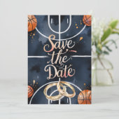 Basketbal bruiloft SAVE THE DATE Kaart (Staand voorkant)