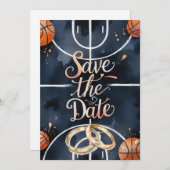 Basketbal bruiloft SAVE THE DATE Kaart (Voorkant / Achterkant)