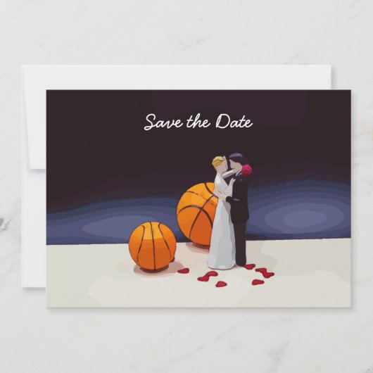 Basketbal bruiloft Save the Date met bruid bruideg Kaart (Voorkant)