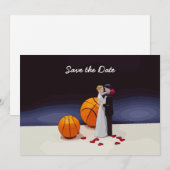 Basketbal bruiloft Save the Date met bruid bruideg Kaart (Voorkant / Achterkant)
