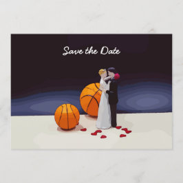Basketbal bruiloft Save the Date met bruid bruideg Kaart