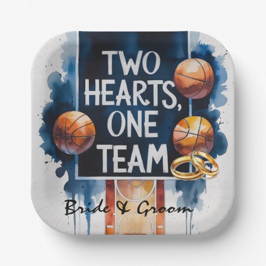 Basketbal bruiloft thema papieren bordje (Voorkant)