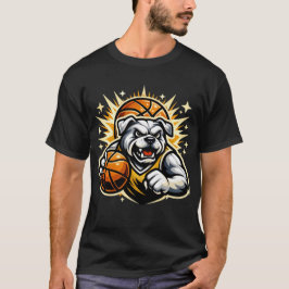 Basketbal Bulldog Mascotte Logo – Crème & Goud T-shirt