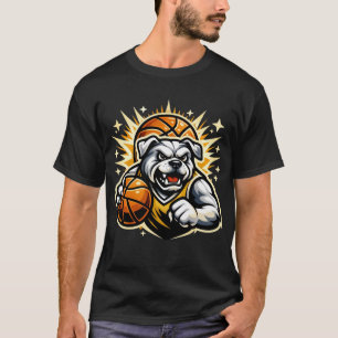 Basketbal Bulldog Mascotte Logo – Crème & Goud T-shirt