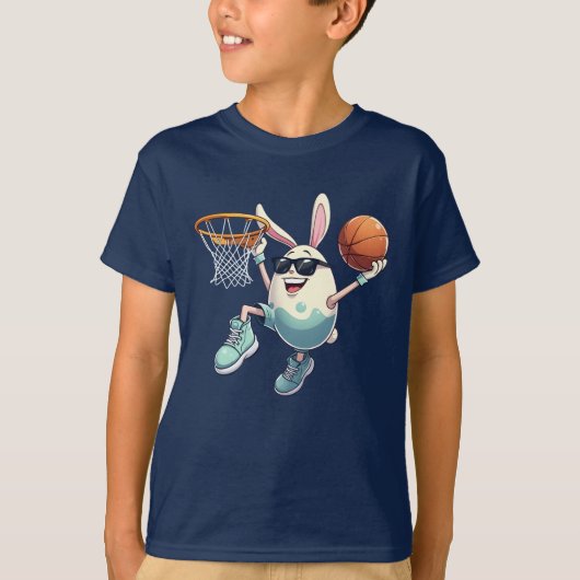 Basketbal Bunny Egg Dunk Boys Kinder Mannen T-shirt (Voorkant)