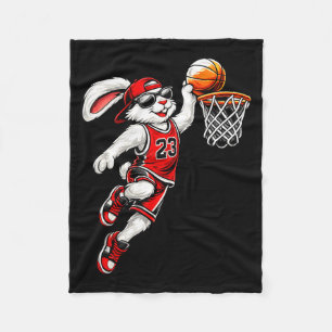 Basketbal Bunny Pasen Grappige Dunkende Konijn Spo Fleece Deken