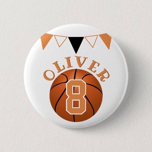 Basketbal Bunting Flags Kids Verjaardag Ronde Button 5,7 Cm (Voorkant)