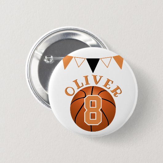 Basketbal Bunting Flags Kids Verjaardag Ronde Button 5,7 Cm (Voorkant /achterkant)