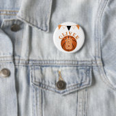 Basketbal Bunting Flags Kids Verjaardag Ronde Button 5,7 Cm (In situ)